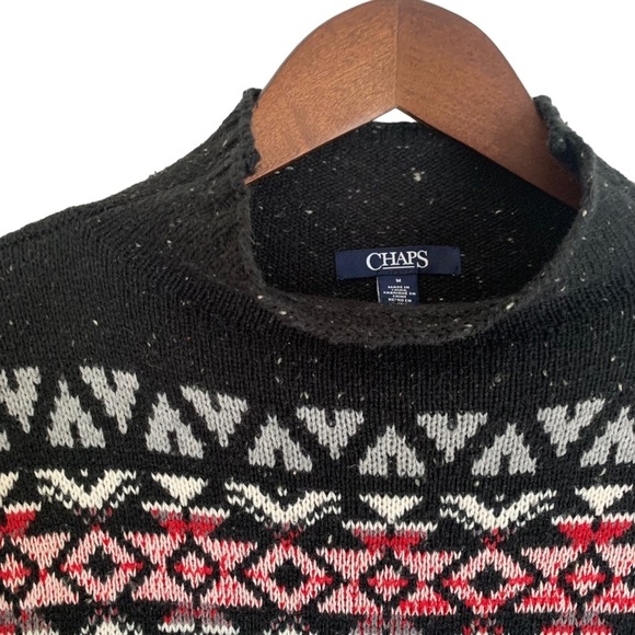 Chaps Women's Mock Neck Fair Isle Sweater Sz M - Picture 2 of 9